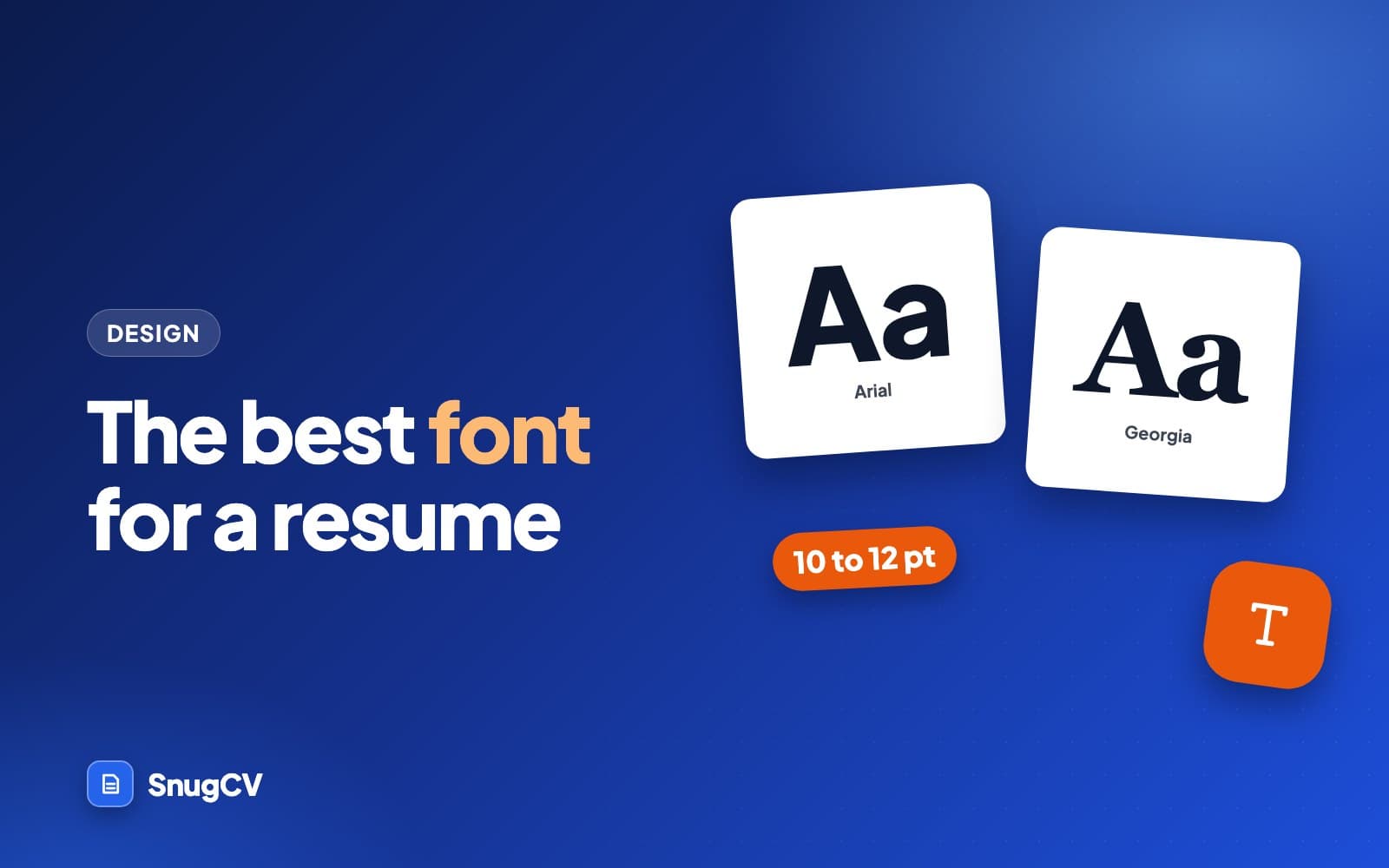 Cover: Best font for a resume, showing sample lines set in several resume fonts