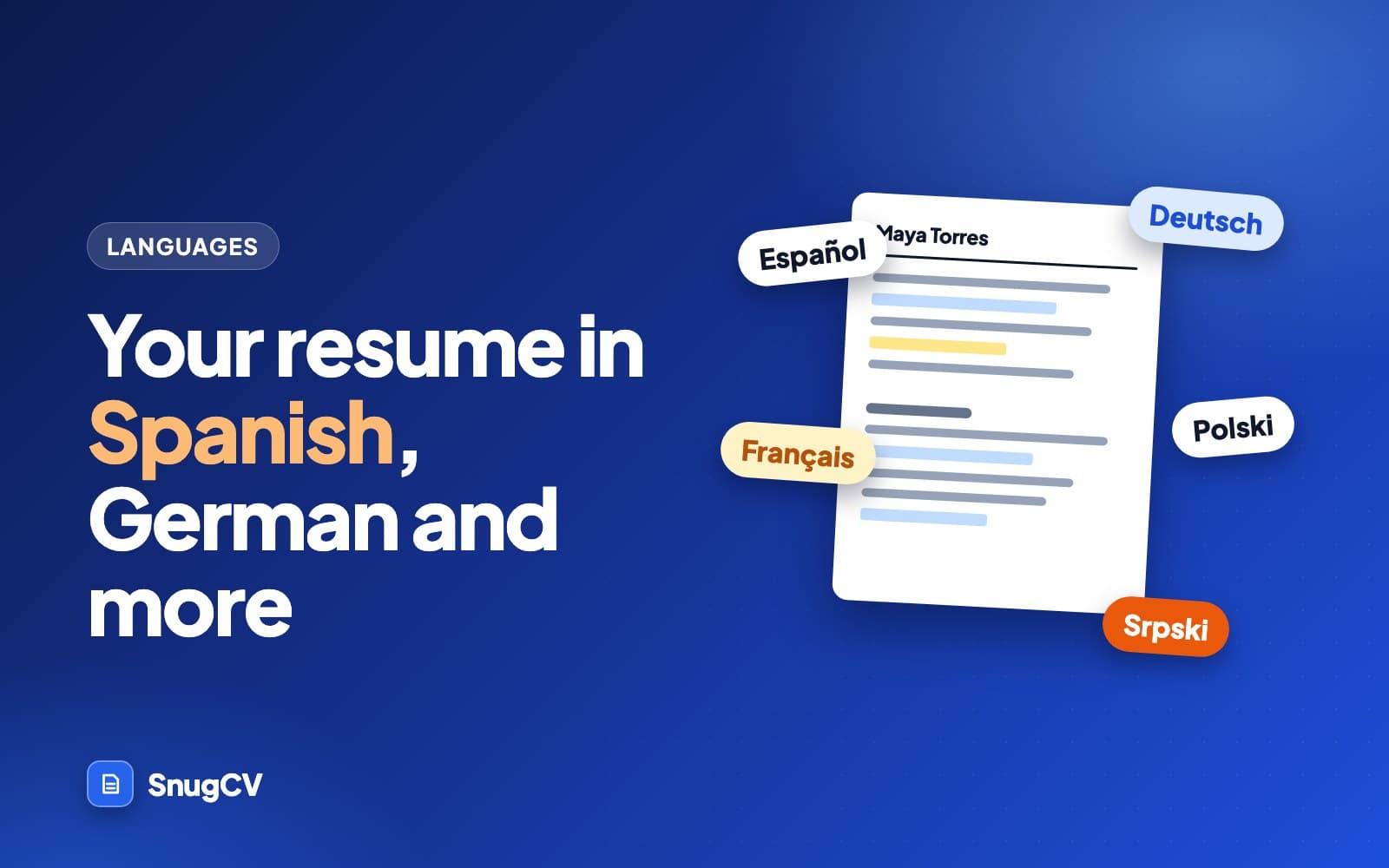 Cover: Your resume in Spanish, German and more