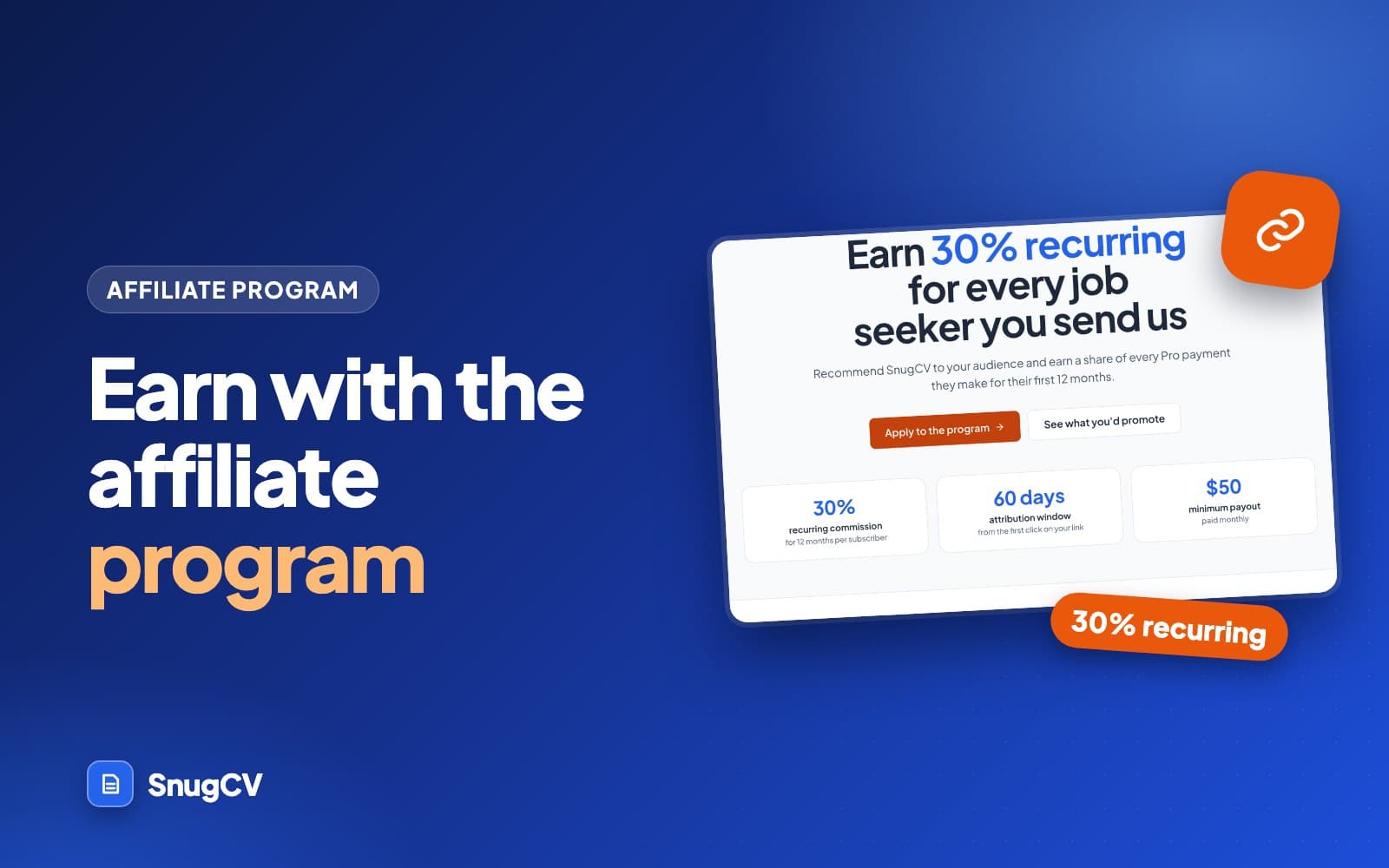 Cover: Earn with the affiliate program, showing the affiliate page
